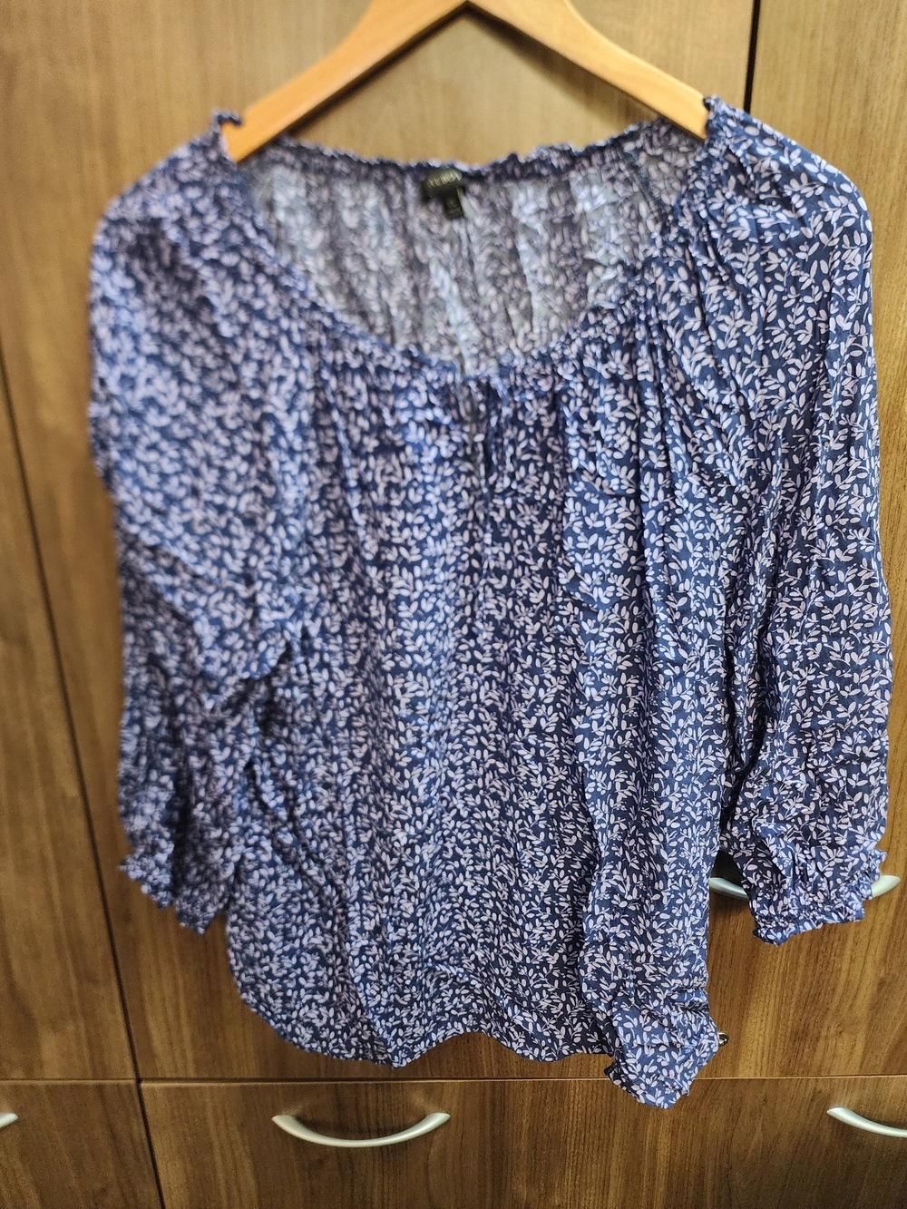 Talbots Blue Floral Peasant Blouse